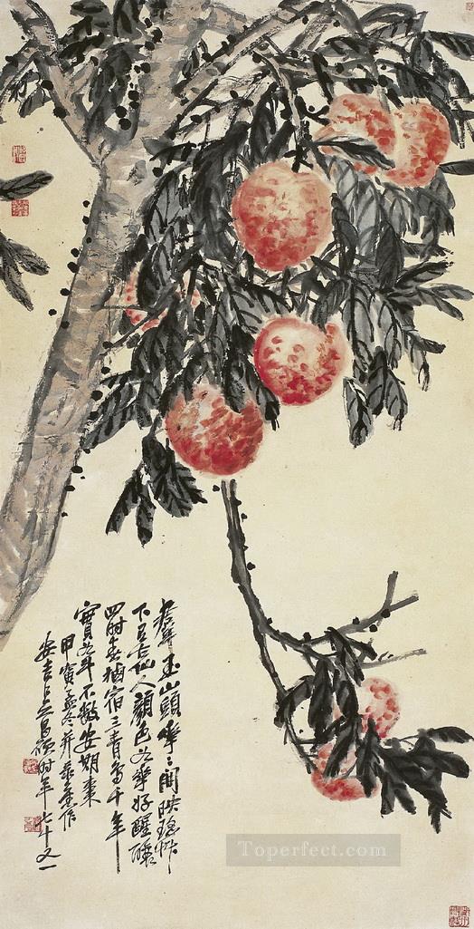 Wu cangshuo peach tree old Chinese Oil Paintings
